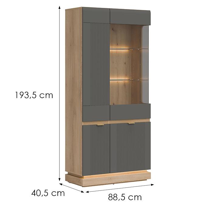 Vitrin Milton Ml06 tölgy Crem Torro  Szürke
