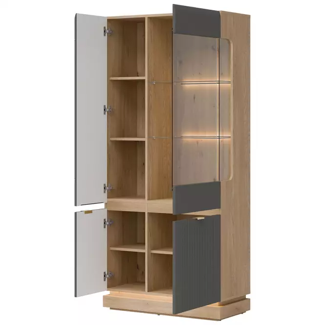 Vitrin Milton Ml06 tölgy Crem Torro  Szürke