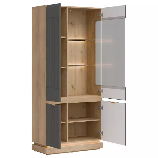 Vitrin Milton Ml06 tölgy Crem Torro  Szürke,7