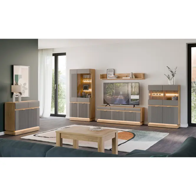 Vitrin Milton Ml06 tölgy Crem Torro  Szürke