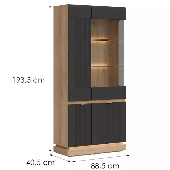 Vitrin Milton Ml06 tölgy Crem Torro  Antracit