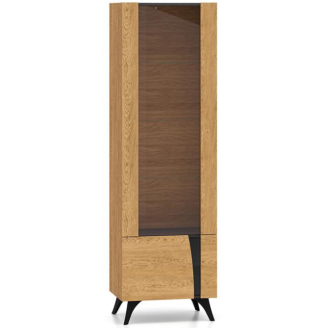 Vitrin Toscania 02l Milton tölgy  Dune/Fekete kőris/üveg