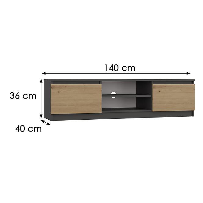 Szafka RTV140 Malwa Antracit/Artisan