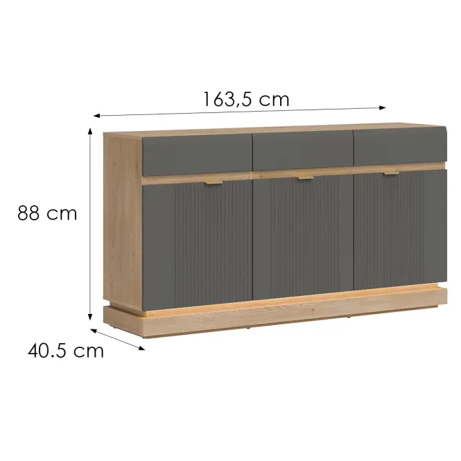 Komód Milton ML03 tölgy crem torro szürke,2