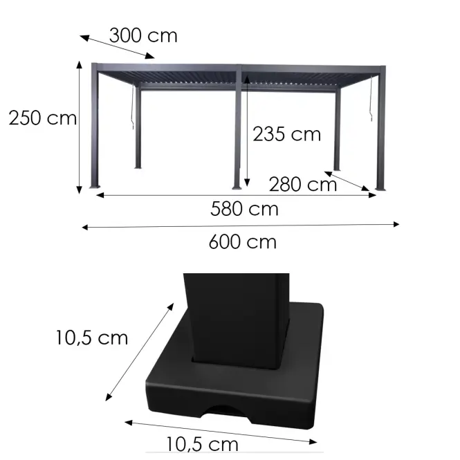 Kerti pavilon / pergola Merkury Max 3x6x2,5m