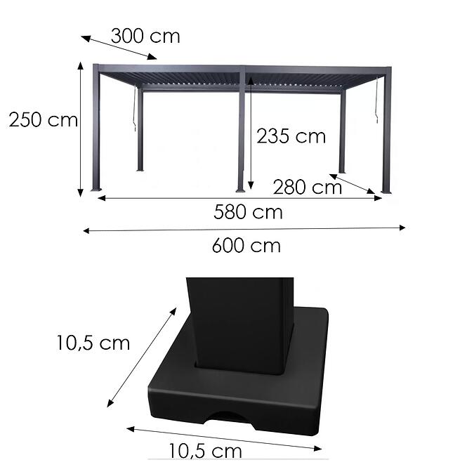 Kerti pavilon / pergola Merkury Max 3x6x2,5m