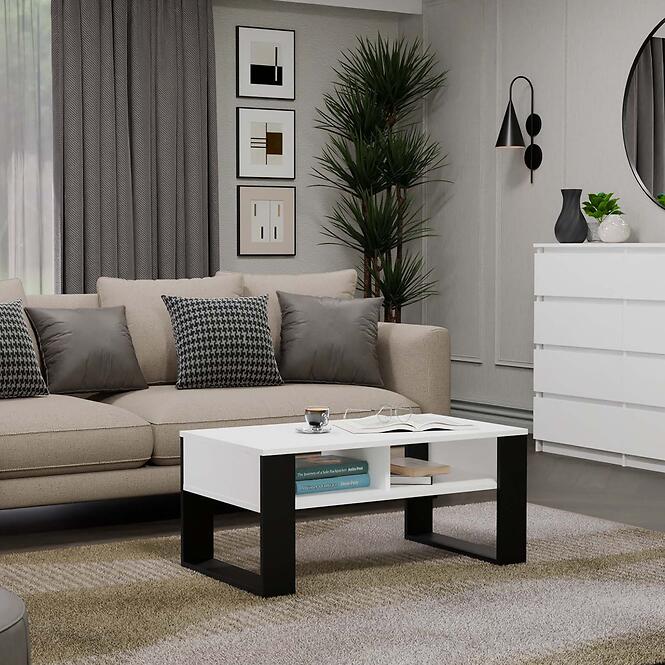 Dohányzóasztal Modern 2p Fehér/Fekete