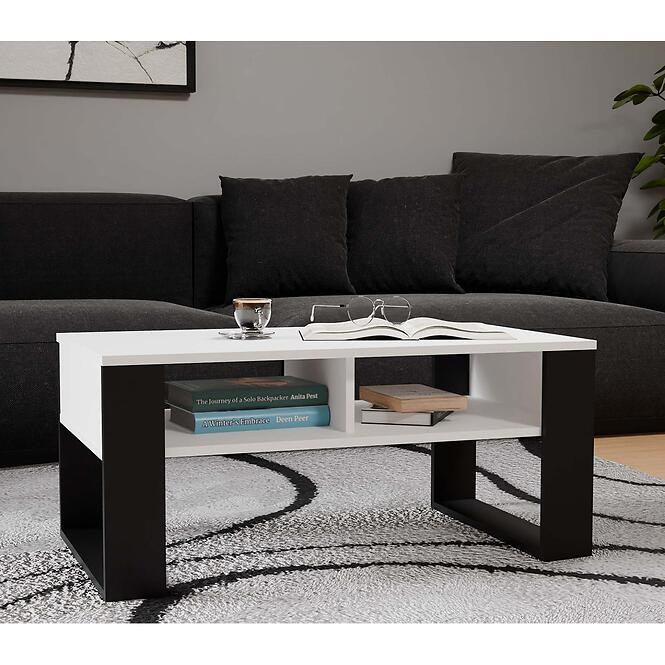 Dohányzóasztal Modern 2p Fehér/Fekete