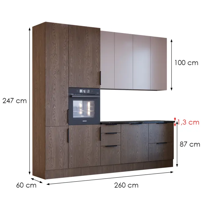 Konyhabútor Luxeo 260 Baltic Storm/Beige Set 3