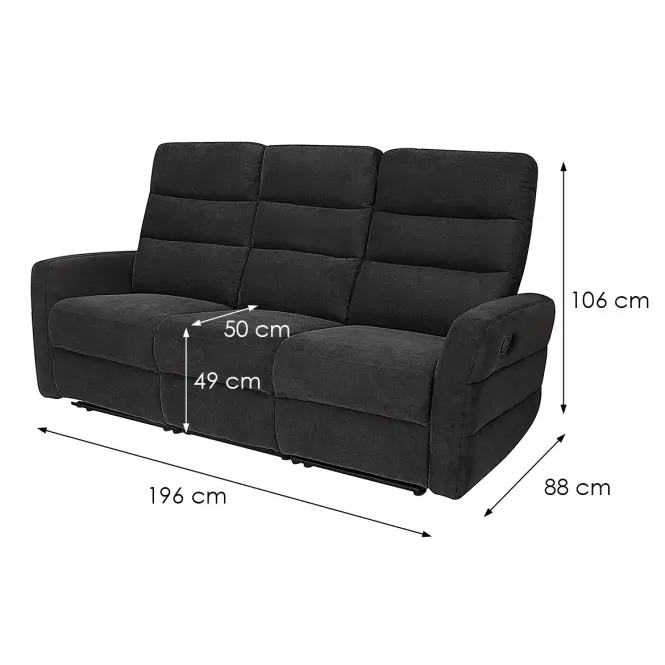 Kanapé Belize 3SJ NLK314 fekete relaxációs funkcióval,11