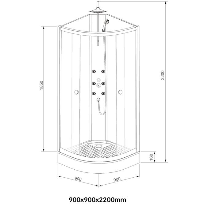 Hidromasszázs zuhanykabin K-391B NIS.B 4-EL90x90