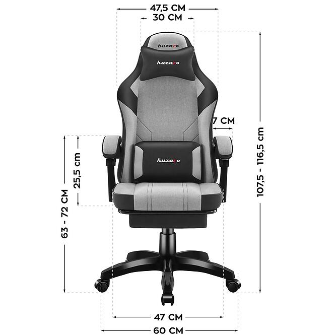Irodai gaming szék Huzaro Force 3.7 Grey