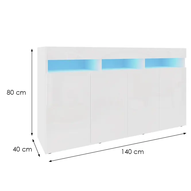 Komód Izumi 140 WH fehér mat/fényes