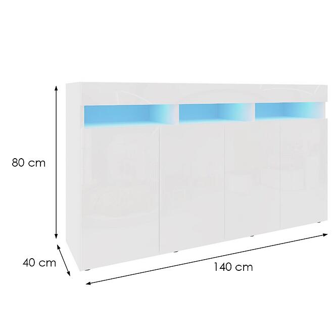 Komód Izumi 140 WH fehér mat/fényes,2