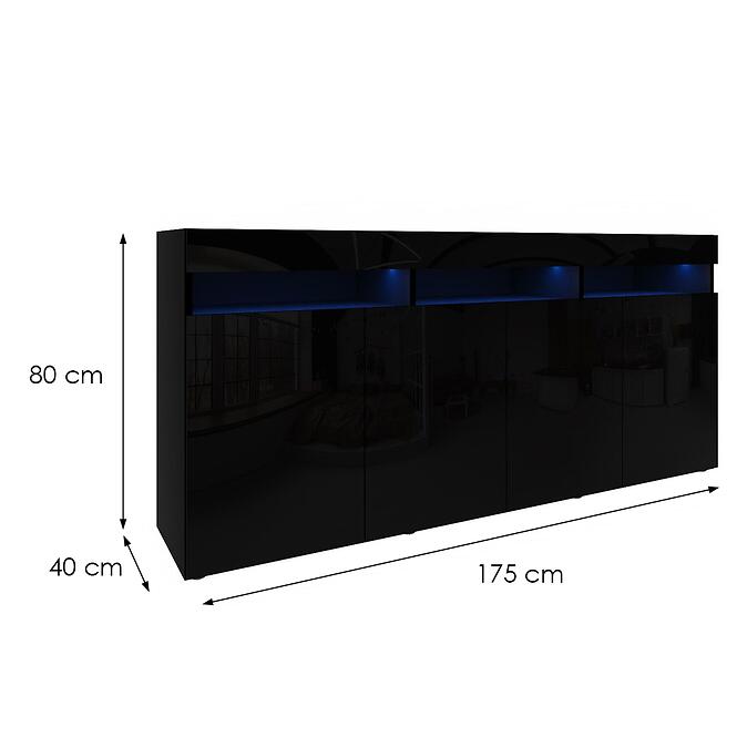 Komód Izumi 175 BL fekete mat/fényes,2