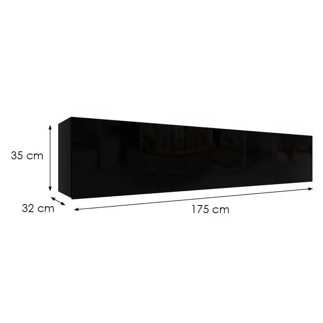 Függő szekrény Izumi-34-BL fekete mat/ fényes,2
