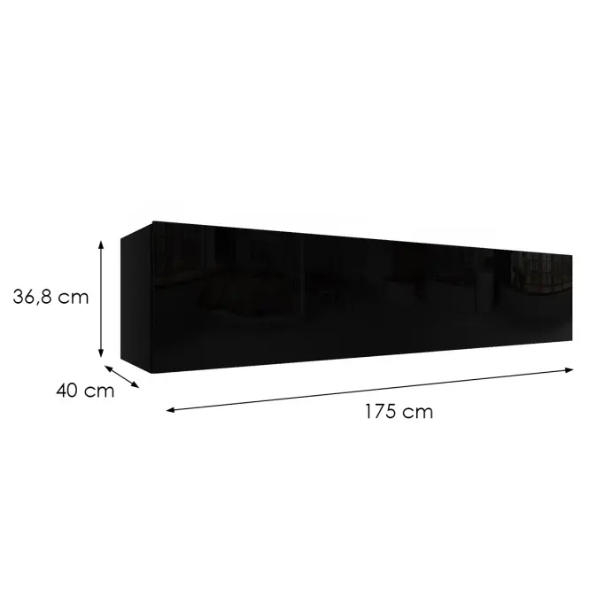 Függő szekrény Izumi-44-BL fekete mat/fényes