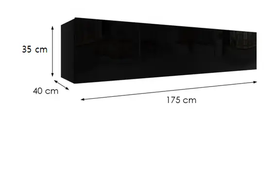 Függő szekrény Izumi-44-BL fekete mat/fényes