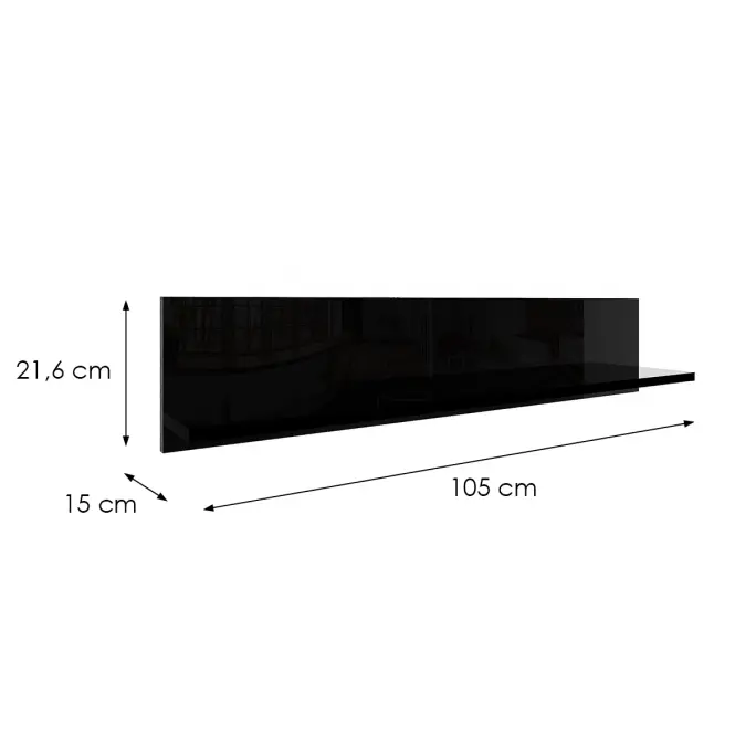Függő polc Izumi-90-BL fekete mat/fényes