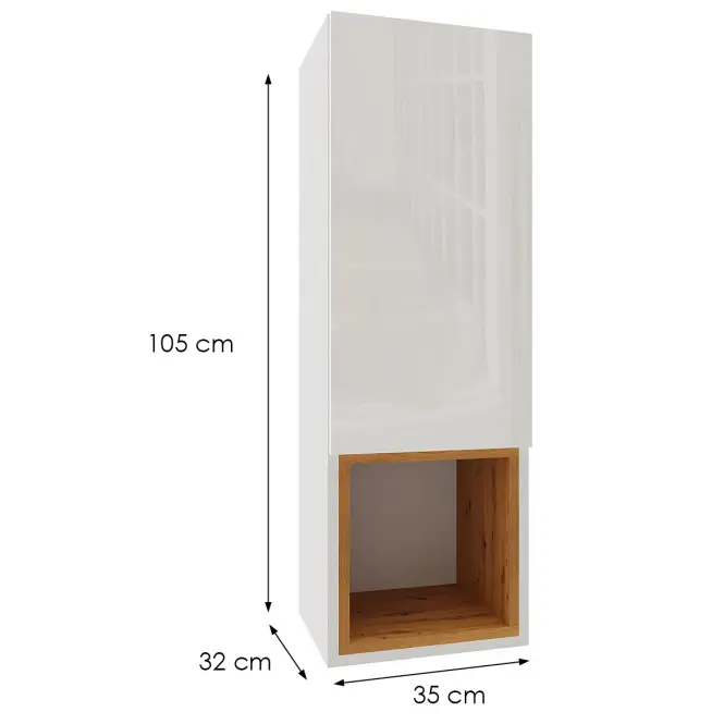 Függő szekrény Izumi 3 WH-DC fehér mat/fényes/artisan