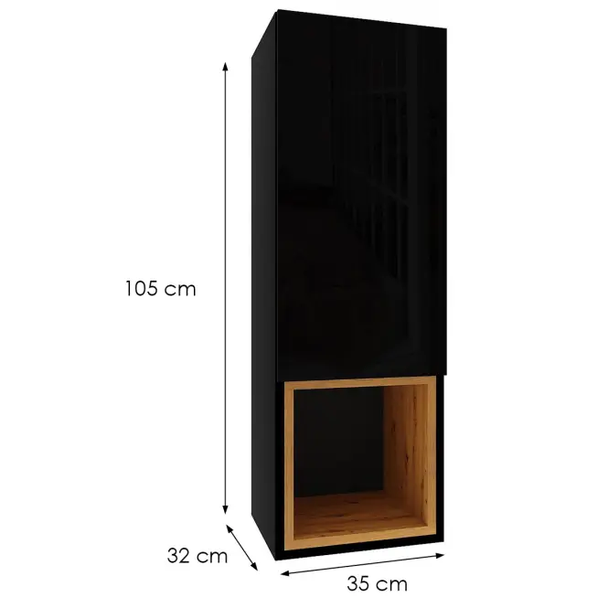 Függő szekrény Izumi 3 BL-DC fekete mat/fényes/artisan