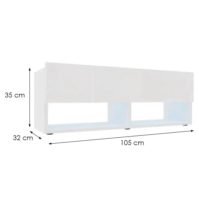 Szekrény RTV Izumi 105 WH fehér mat/fényes