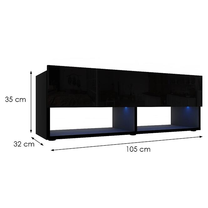 Szekrény RTV Izumi 105 BL fekete mat/fényes,2