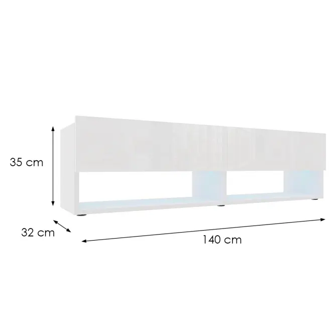 Szekrény RTV Izumi 140 WH fehér mat/fényes
