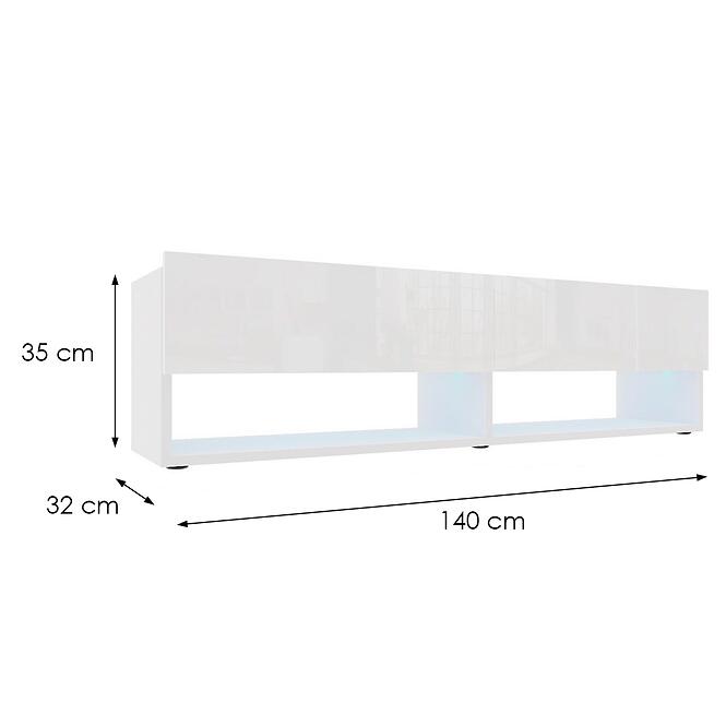 Szekrény RTV Izumi 140 WH fehér mat/fényes,2
