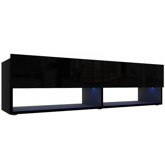 Szekrény RTV Izumi 140 BL fekete mat/fényes