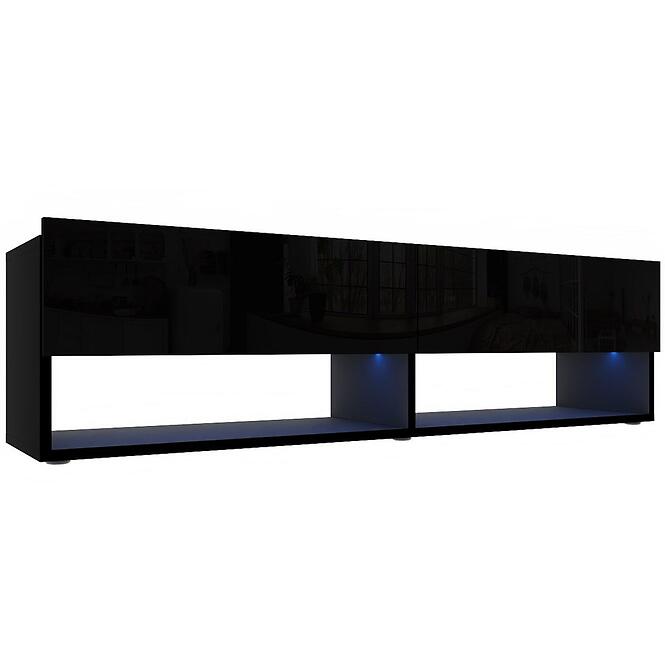 Szekrény RTV Izumi 140 BL fekete mat/fényes