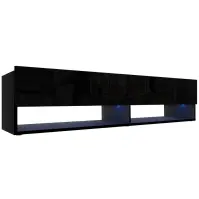 Szekrény RTV Izumi 175 BL fekete mat/fényes