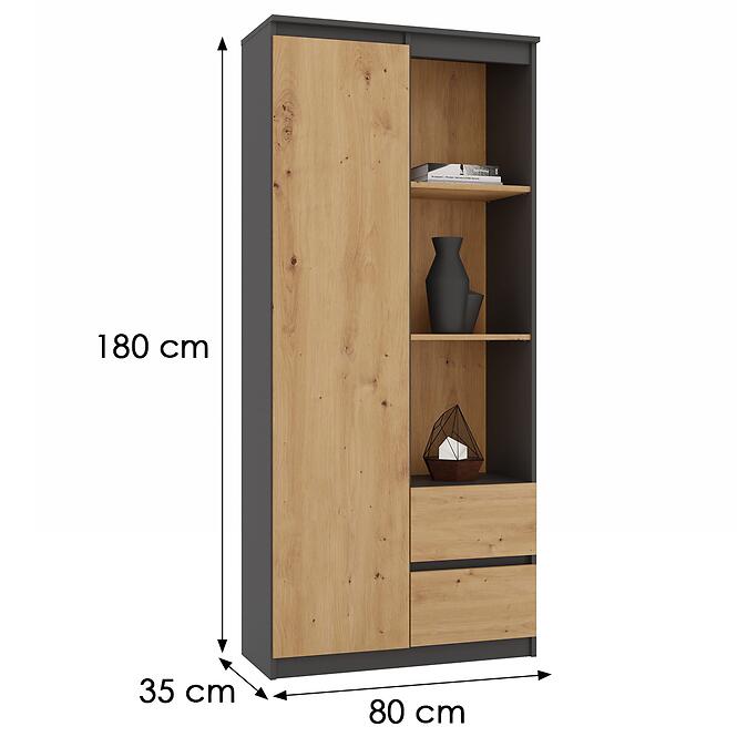 Regál Biurowy Rs-80 Bily Antracit/Artisan,2