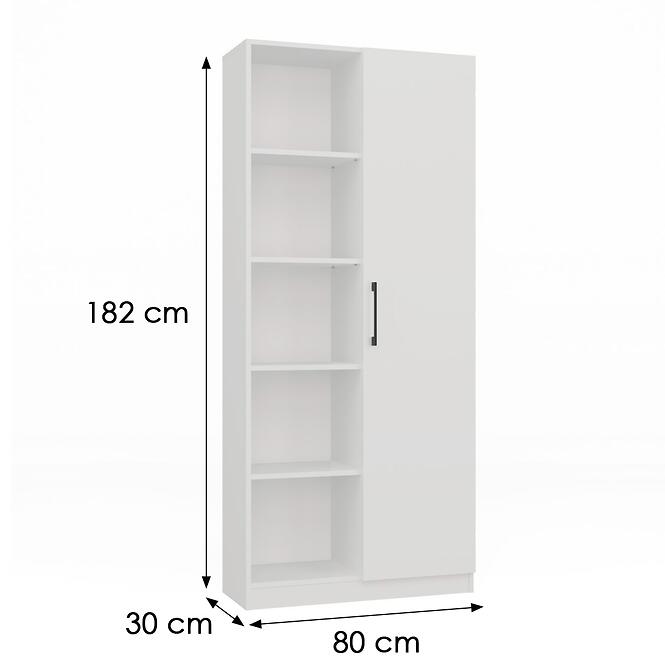 Regál 80cm Ajtók Fehér,2