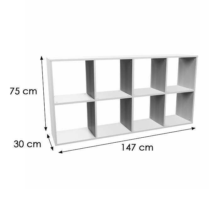 Regál Malax 2x4 Fehér,2
