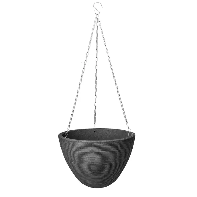 Függesztett bordázott virágcserép antracit 33×h25 cm