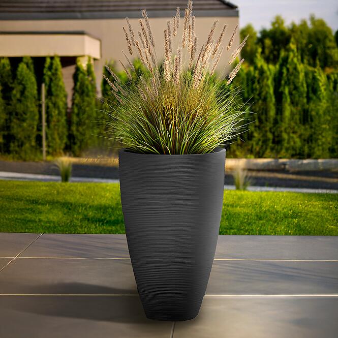 Bordázott virágcserép antracit 45xh70 cm,2