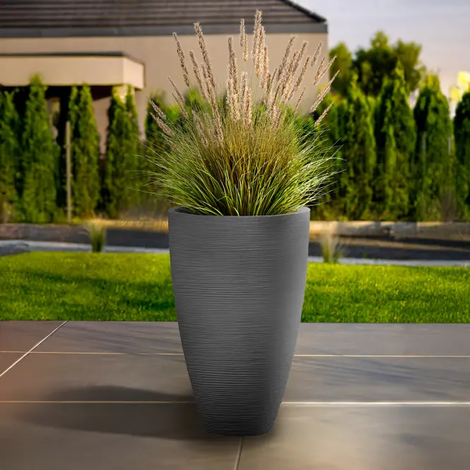 Bordázott virágcserép kőszürke 45×h70 cm