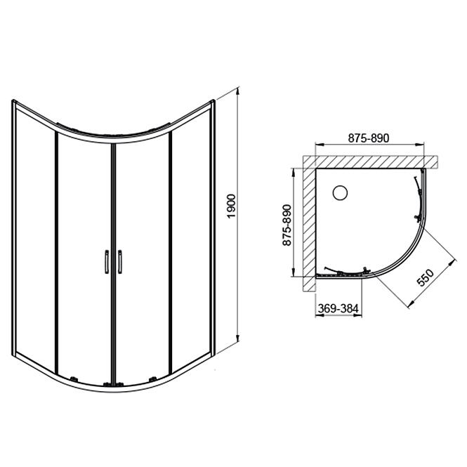 Zuhanykabin KP4/Fris-B-90-S CYW0,2