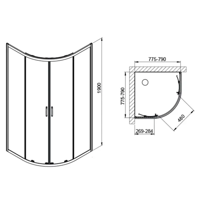 Zuhanykabin KP4/Fris-B-80-S CYW0,2