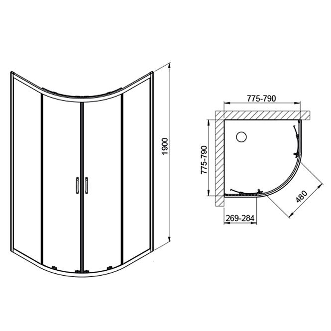 Zuhanykabin KP4/Fris-B-80-S CYW0,2