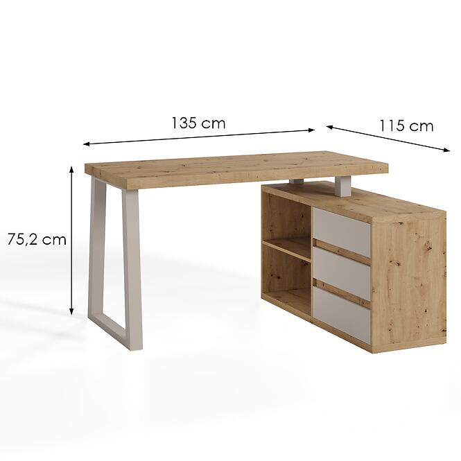 Íróasztal + Komoda Szett Artisan/kasmír,2