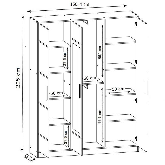 Szekrény Eden 3d 157 Tölgy Craft Aranysárga 1,3