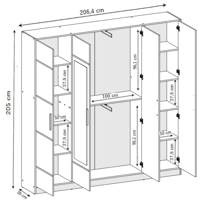 Szekrény Eden 4d 207 Tölgy Craft Aranysárga 1