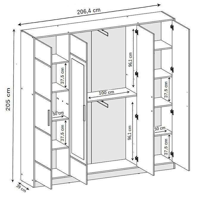 Szekrény Eden 4d 207 Tölgy Craft Aranysárga 3,3
