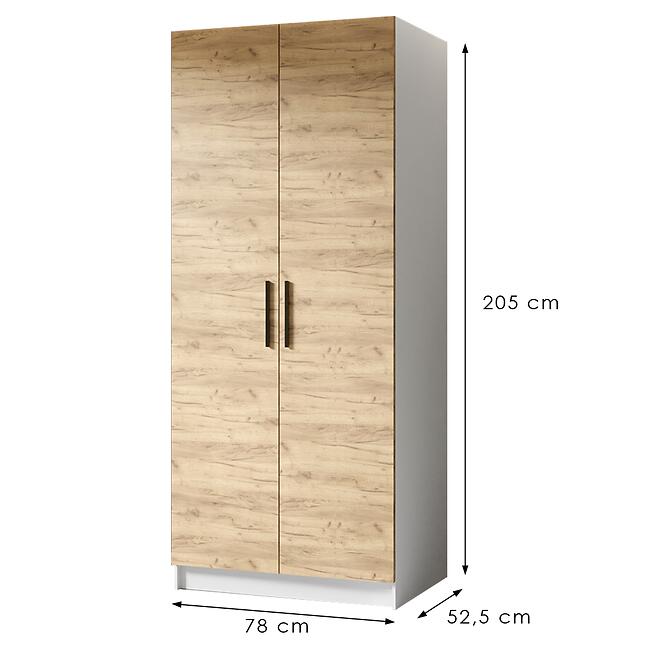 Szekrény Gold 2d Fehér/Tölgy Craft Aranysárga,2