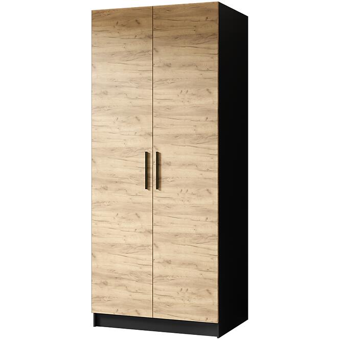 Szekrény Gold 2d Fekete/Tölgy Craft Aranysárga