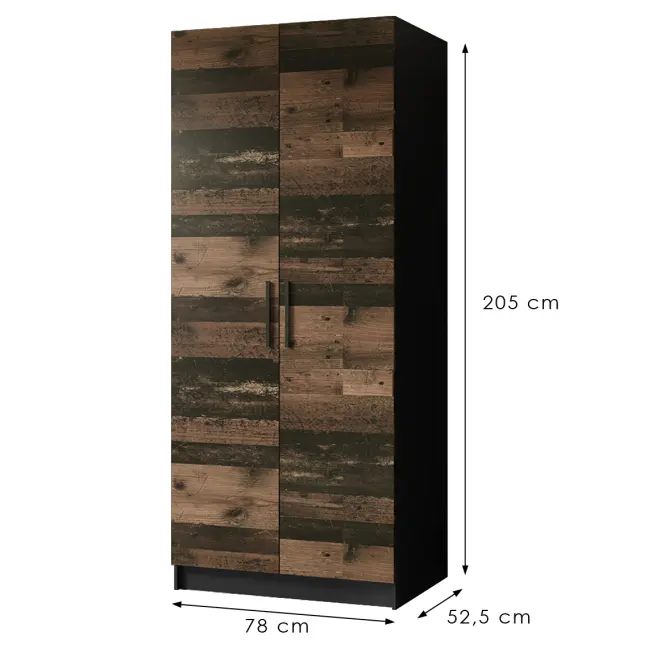 Szekrény Gold 2d Fekete/Old Style