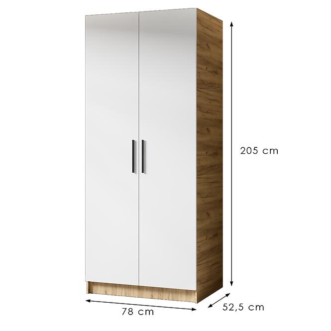 Szekrény Gold 2d Tölgy Craft Aranysárga/Fehér,2
