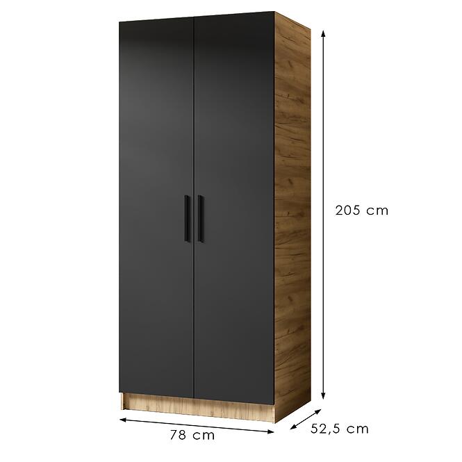 Szekrény Gold 2d Tölgy Craft Aranysárga/Fekete,2